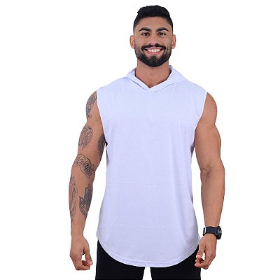 Regata Machão com Capuz Longline MXD Conceito 100% Algodão Branco