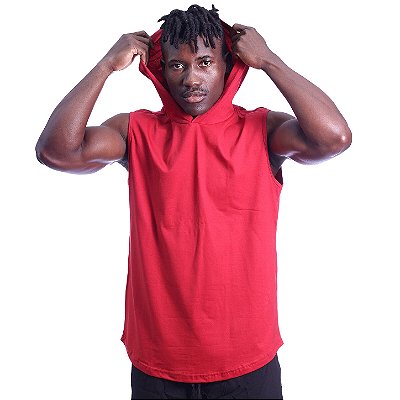 Regata Machão com Capuz Longline MXD Conceito 100% Algodão Vermelho