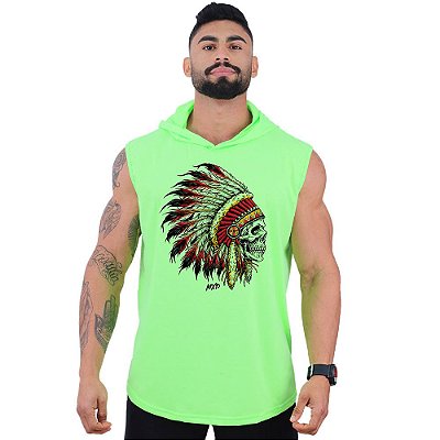 Regata Machão com Capuz Longline MXD Conceito Caveira Indígena