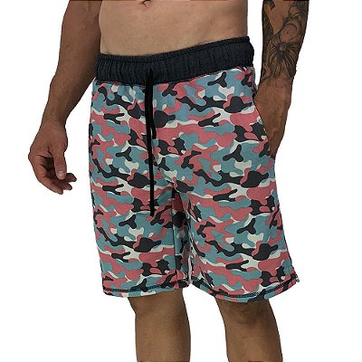 Bermuda Masculina Moletom MXD Conceito Camuflado Rosa