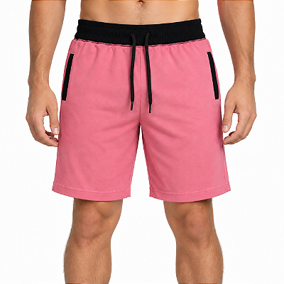 Bermuda Masculina Moletom MXD Conceito Rosa Bebê Liso
