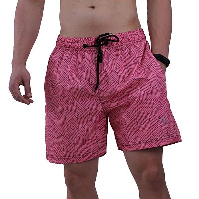 Shorts Tactel Masculino Marphim Rosa Formas