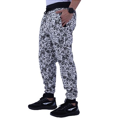 Calça Masculina Moletom MXD Conceito Floral e Caveiras