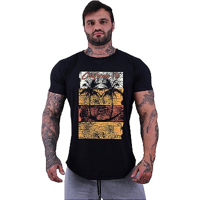 Camiseta Longline Masculina Manga Curta MXD Conceito Ilha Da Palmeira