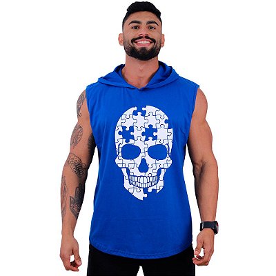 Regata Machão com Capuz Longline MXD Conceito Puzzle Skull