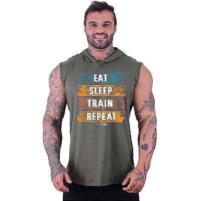 Regata Machão com Capuz Longline MXD Conceito Eat Sleep Train Repeat