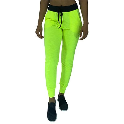 Calça Feminina Moletom MXD Conceito Amarelo Flúor