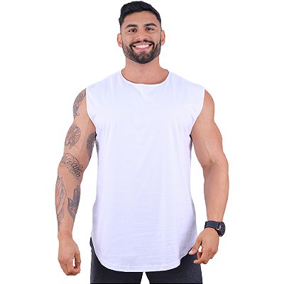 Regata Machão Longline Sem Manga MXD Conceito 100% Algodão Branco