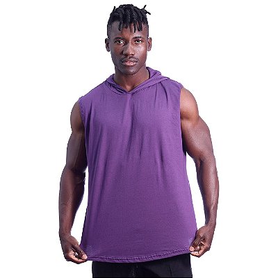 Regata Machão com Capuz Longline MXD Conceito 100% Algodão Roxo