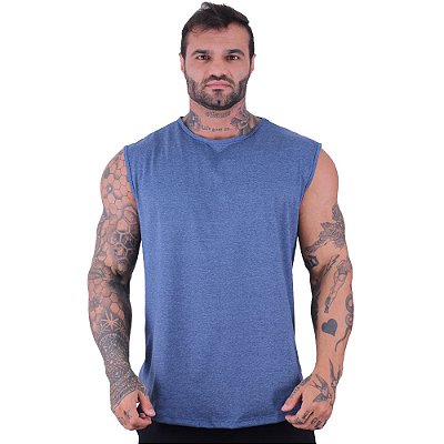 Regata Machão Longline Sem Manga MXD Conceito 50% Algodão 50% Poliéster Mescla Marinho