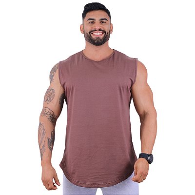 Regata Machão Longline Sem Manga MXD Conceito 100% Algodão Marrom