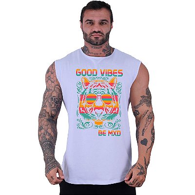 Regata Machão Longline Sem Manga MXD Conceito Leão Good Vibes