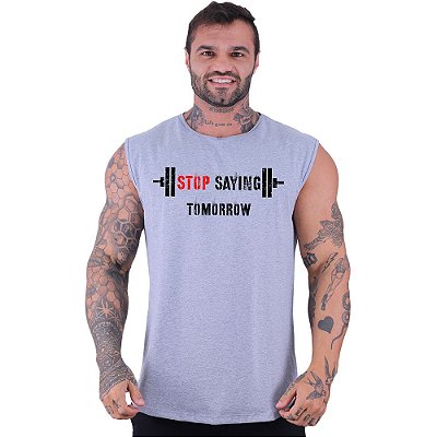 Regata Machão Longline Sem Manga MXD Conceito Stop Saying Tomorrow Barra