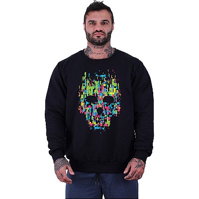 Blusa Moletom Basic Masculina MXD Conceito Sem Touca Caveira Abstrata