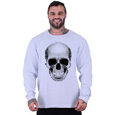 Blusa Moletom Basic Masculina MXD Conceito Sem Touca Crânio Pontilhado