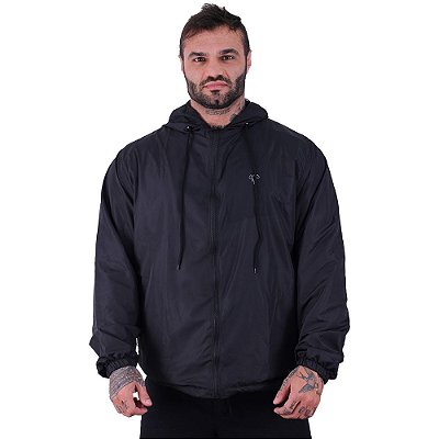 Jaqueta Corta Vento com Zíper Gola Alta Com forro Premium Marphim Preto Básico