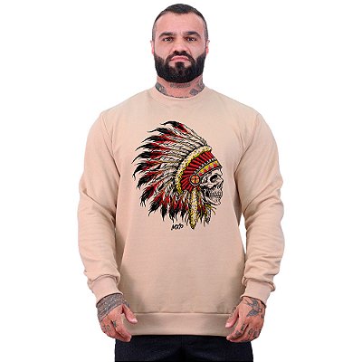 Blusa Moletom Basic Masculina MXD Conceito Sem Touca Caveira Cocar