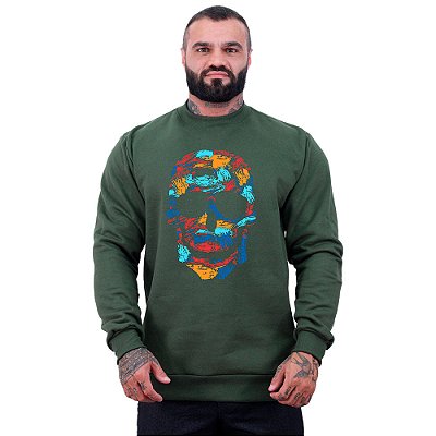 Blusa Moletom Basic Masculina MXD Conceito Sem Touca Caveira Artística