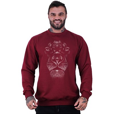 Blusa Moletom Basic Masculina MXD Conceito Sem Touca Leão Esboço Rabiscos
