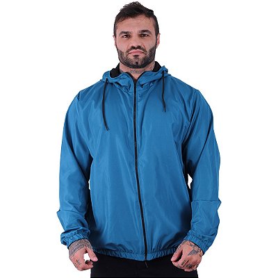 Jaqueta Corta Vento com Zíper Gola Alta MXD Conceito Azul Celeste