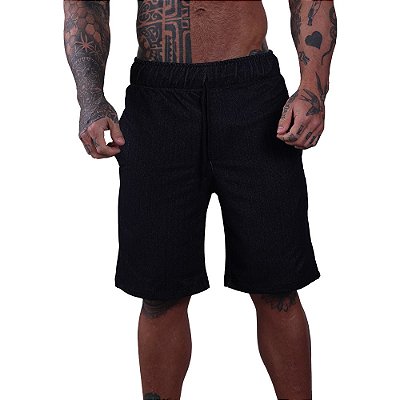 Bermuda Masculina Premium Imitação de Jeans com Elastano Preto