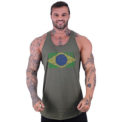 Regata Longline Masculina MXD Conceito Bandeira Brasil Rabiscos