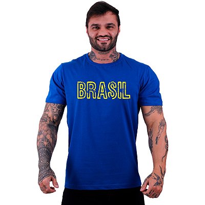 Camiseta Tradicional Masculina MXD Conceito Brasil Manuscrito