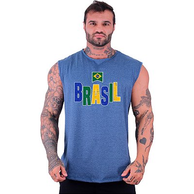 Regata Longline Machão Masculina MXD Conceito Brasil Escrita Colorida