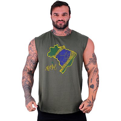 Regata Longline Machão Masculina MXD Conceito Mapa do Brasil