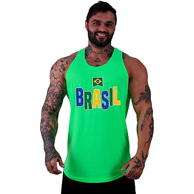 Regata Longline Masculina MXD Conceito Brasil Escrita Colorida