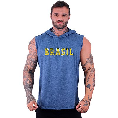 Regata Machão com Touca Masculina MXD Conceito Escrita Brasil Amarelo