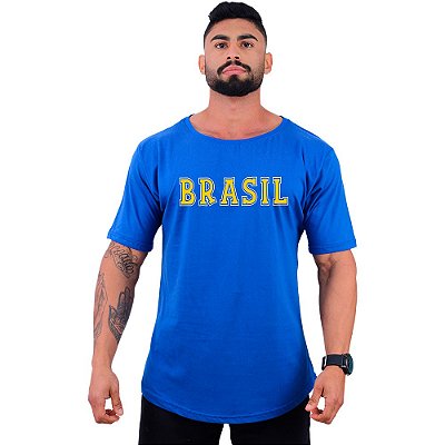 Camiseta Morcegão Masculina MXD Conceito Escrita Brasil Amarelo