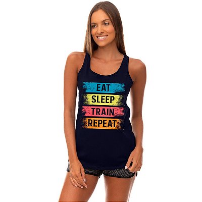 Regata Feminina Recorte Nadador MXD Conceito Eat, Sleep, Train, Repeat