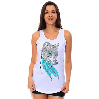 Regata Longline Feminina MXD Conceito Lobo De Olhos Azuis