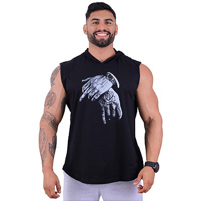 Regata Machão com Capuz Longline MXD Conceito Premium Mão com Gestos e Relógio