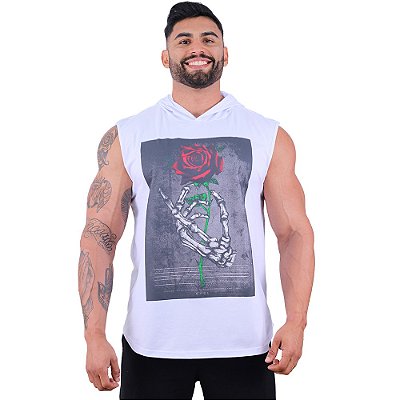 Regata Machão com Capuz Longline MXD Conceito Premium Hand Skeleton Rose