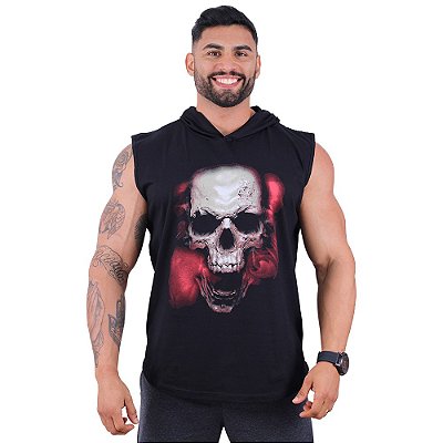 Regata Machão com Capuz Longline MXD Conceito Premium Smoke Red Skull