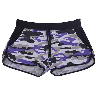 Shortinho Feminino Moletom MXD Conceito Camuflado Roxo
