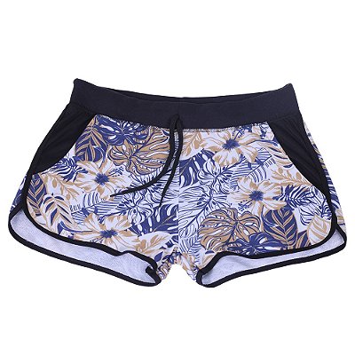 Shortinho Feminino Moletom MXD Conceito Floral Areia