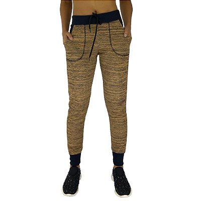 Calça Feminina Moletom MXD Conceito Rajado Gold
