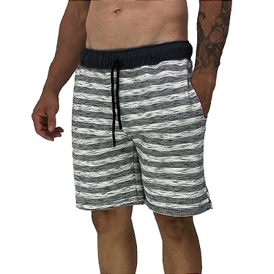 Bermuda Masculina Moletom MXD Conceito Listras Mescladas