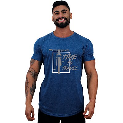 Camiseta Longline Manga Curta MXD Conceito MTB Mountain Bike Time To Travel