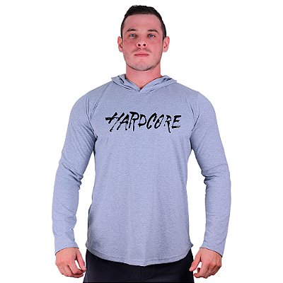 Camiseta Manga Longa Longline Com Touca MXD Conceito HARDCORE