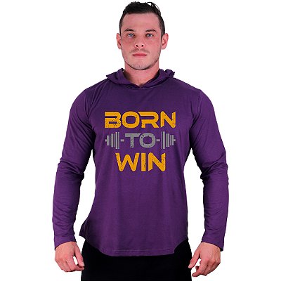 Camiseta Manga Longa Longline Com Touca MXD Conceito Born To Win