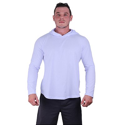 Camiseta Manga Longa Longline Com Touca MXD Conceito Branco