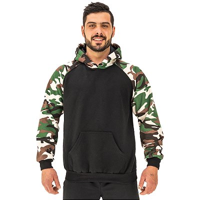 Blusa Moletom Masculino MXD Conceito Com Touca Manga Camuflado