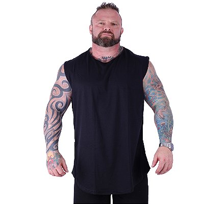 Regata Machão Longline Sem Manga Plus Size MXD Conceito 100% Algodão Preto