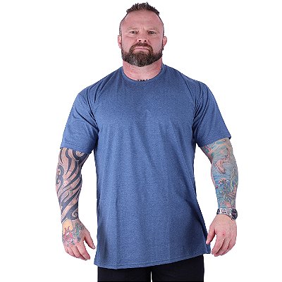 Camiseta Plus Size Tradicional Manga Curta MXD Conceito 50% Algodão 50% Poliéster Mescla Marinho