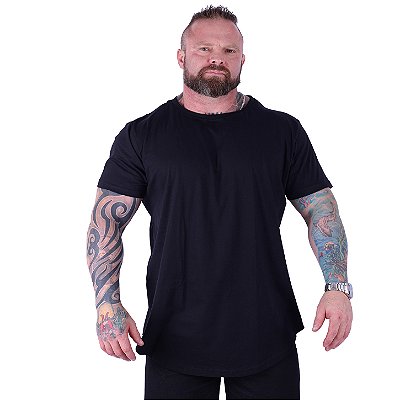 Camiseta Longline Plus Size MXD Conceito Manga Curta Preto