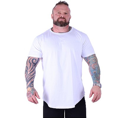Camiseta Longline Plus Size MXD Conceito Manga Curta Branco
